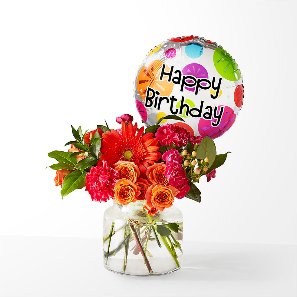 Fiesta Bouquet with Birthday Balloon – Flover, Wallington NJ