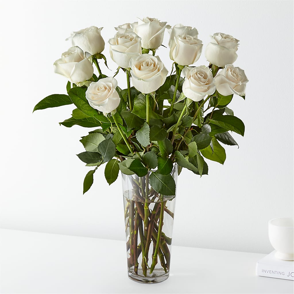 Long Stem White Rose Bouquet – Flover, Wallington NJ