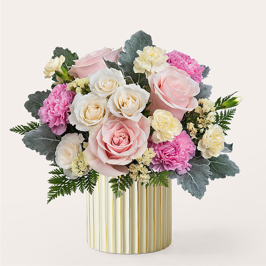 Blissful Moments Bouquet with Ivory Vase – Flover, Wallington NJ