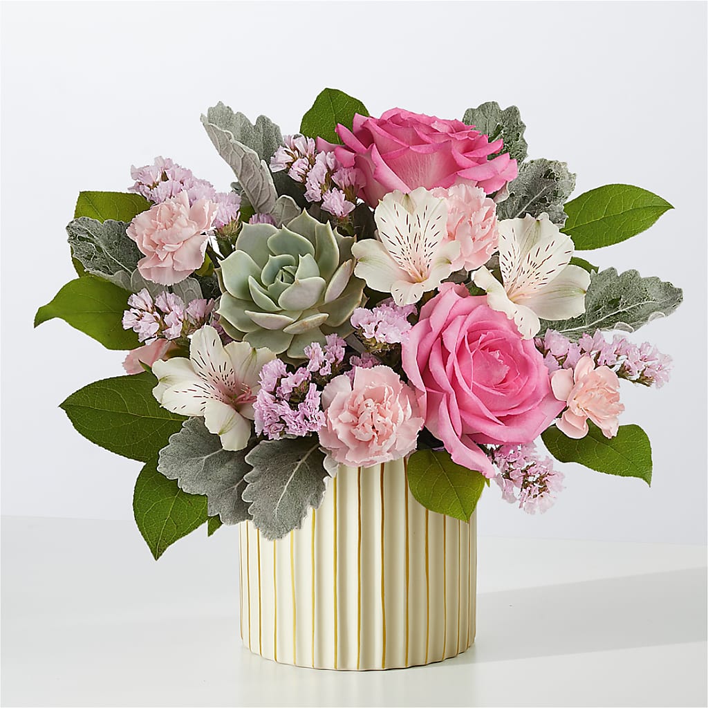 Dusty Rose Bouquet with Ivory Vase – Flover, Wallington NJ