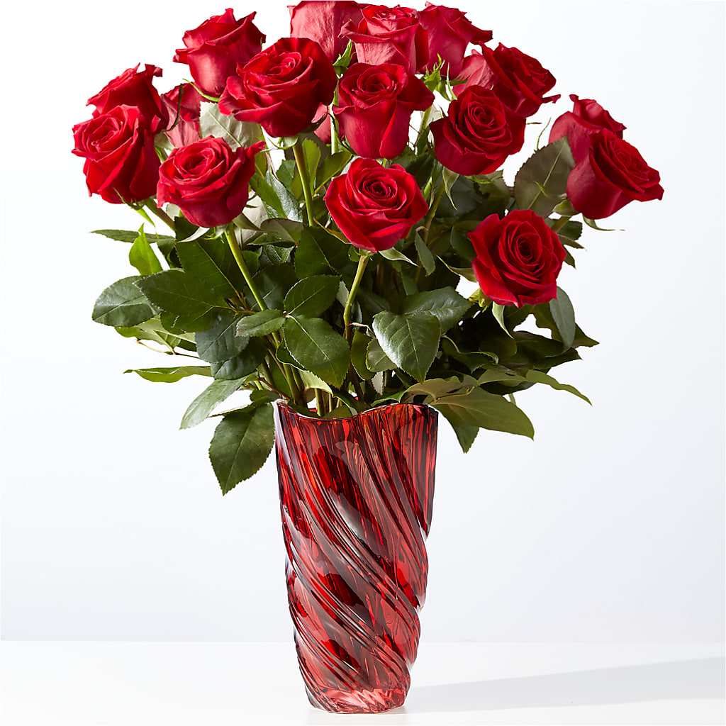 Classic Love Red Rose Bouquet with Luxe Swirl Vase – Flover, Wallington NJ