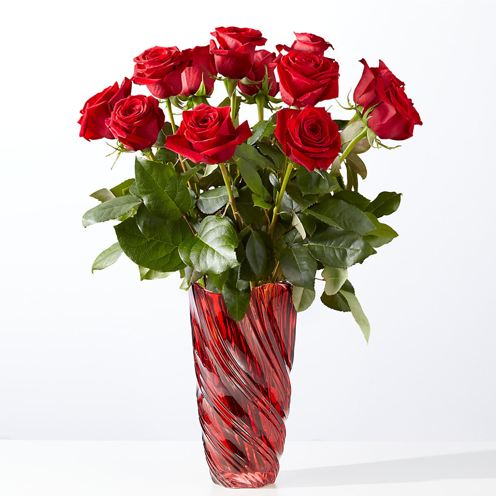 Classic Love Red Rose Bouquet with Luxe Swirl Vase – Flover, Wallington NJ