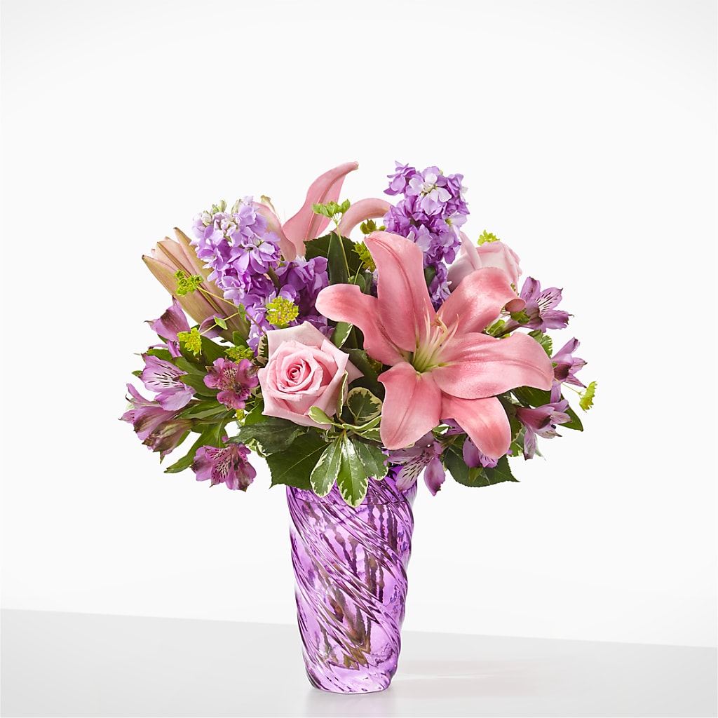 Precious Petals Bouquet with Luxe Swirl Vase – Flover, Wallington NJ