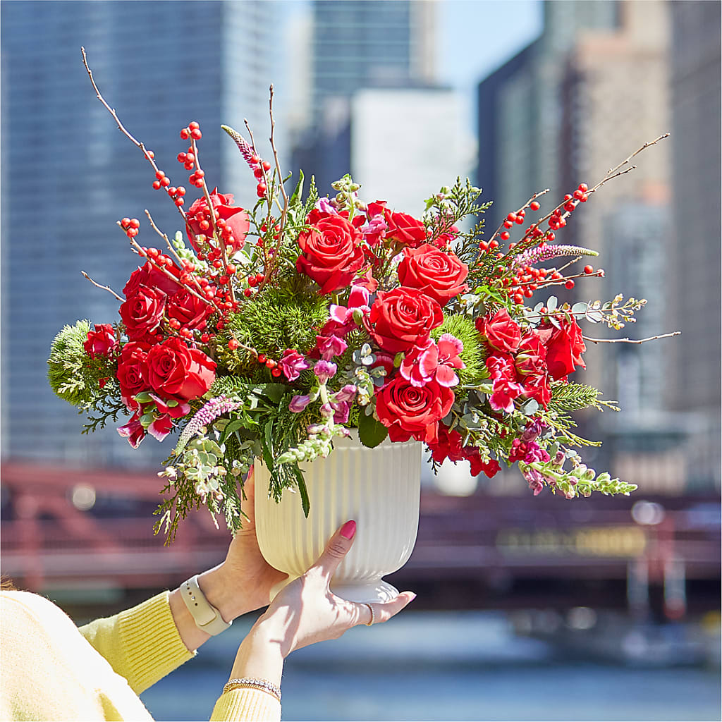 Big Red Bow Bouquet –  Flover, Wallington NJ