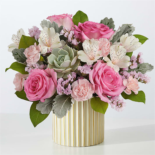 Dusty Rose Bouquet with Ivory Vase –  Flover, Wallington NJ