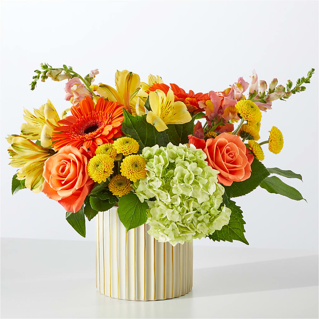 Autumn Sunshine Bouquet with Ivory Vase –  Flover, Wallington NJ