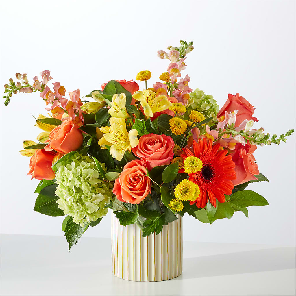 Autumn Sunshine Bouquet with Ivory Vase –  Flover, Wallington NJ