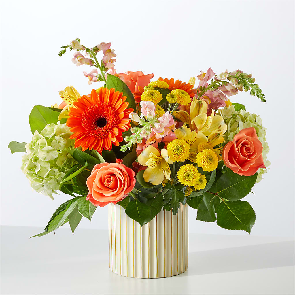 Autumn Sunshine Bouquet with Ivory Vase –  Flover, Wallington NJ